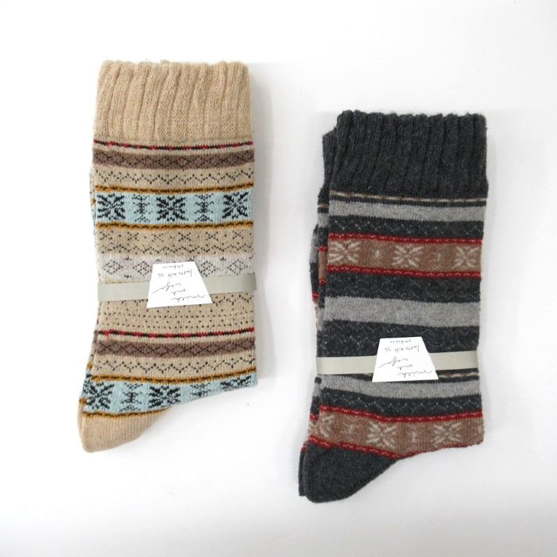 coudre un ラテミルクバルキーPeクルーソックス / ノルディックボーダー